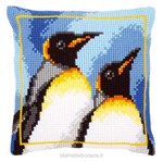 Coussin portrait de pingouins