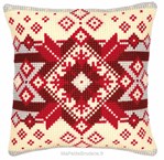 Coussin géométrie rouge 1