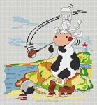 VACHE GOLFEUSE sur toile aida 7.0