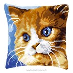 Coussin portrait de chat bleu