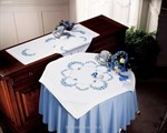 Chemin de table Fleurs bleues