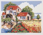 Le moulin aux coquelicots sur toile aida