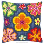 Coussin fleurs multicolores