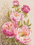 Pivoines avec motifs entrelacés