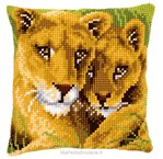 Coussin lionne et son petit