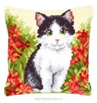 Coussin Chaton dans les fleurs