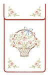 Cache torchon Panier de rose sur toile coton ecru