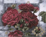 RED ROSES ON BLACK sur toile Etamine 10.5 fils