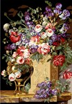 Corbeille et vase de fleurs