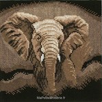 HUNTING ELEPHANT sur toile Etamine 10.5 fils