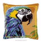 Coussin perroquet bleu