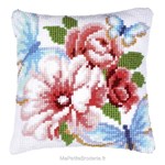 Coussin roses et les papillons