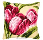 Coussin 3 Tulipes roses