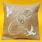 Coussin de MARIAGE Les Oiseaux au ruban