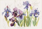 TRIPYCH BLUE FLOWERS - IRISSES sur toile Etamine 12 fils