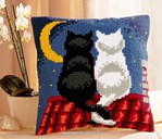 Coussin Chats au clair de lune