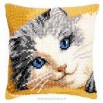 Coussin chat aux yeux bleus