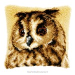 Coussin point noué hibou