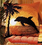 Coussin Dauphin et Coucher de soleil