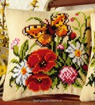 Coussin Papillon et Fleurs des Champs