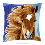 Coussin portrait de cheval bleu