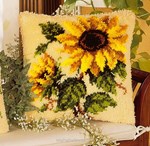 Coussin point noué Le tournesol