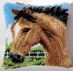 Coussin point noué cheval