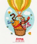 Tableau de naissance Winnie et ses amis en montgolfière