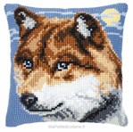 Coussin Loup au clair de lune