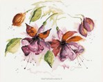 FUCHSIA IN WATERCOLOUR sur toile Etamine 12 fils