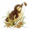 Duckling and bumble bee  sur toile aida