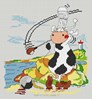 VACHE GOLFEUSE sur toile aida 7.0