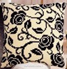 Coussin Roses Noir et blanc